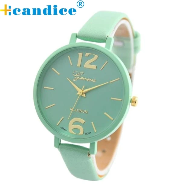 

Splendid design Green Relojes Hombre Geneva Women Faux Leather Analog Quartz Wrist Watch
