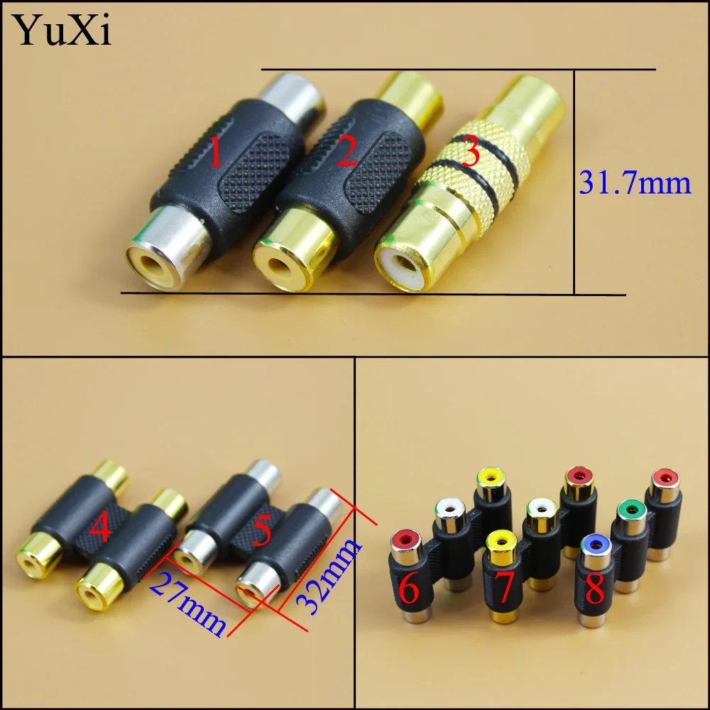 YuXi New Useful 1 2 3 RCA Joiner Coupler Plug Single RCA Female to Female Audio Video AV Cable