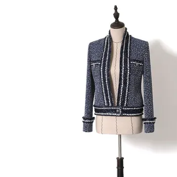 

Brand Designer 2019 Spring Autumn Women Tweed Coats Women Cool Patchwork Long Sleeve Jackets Y043