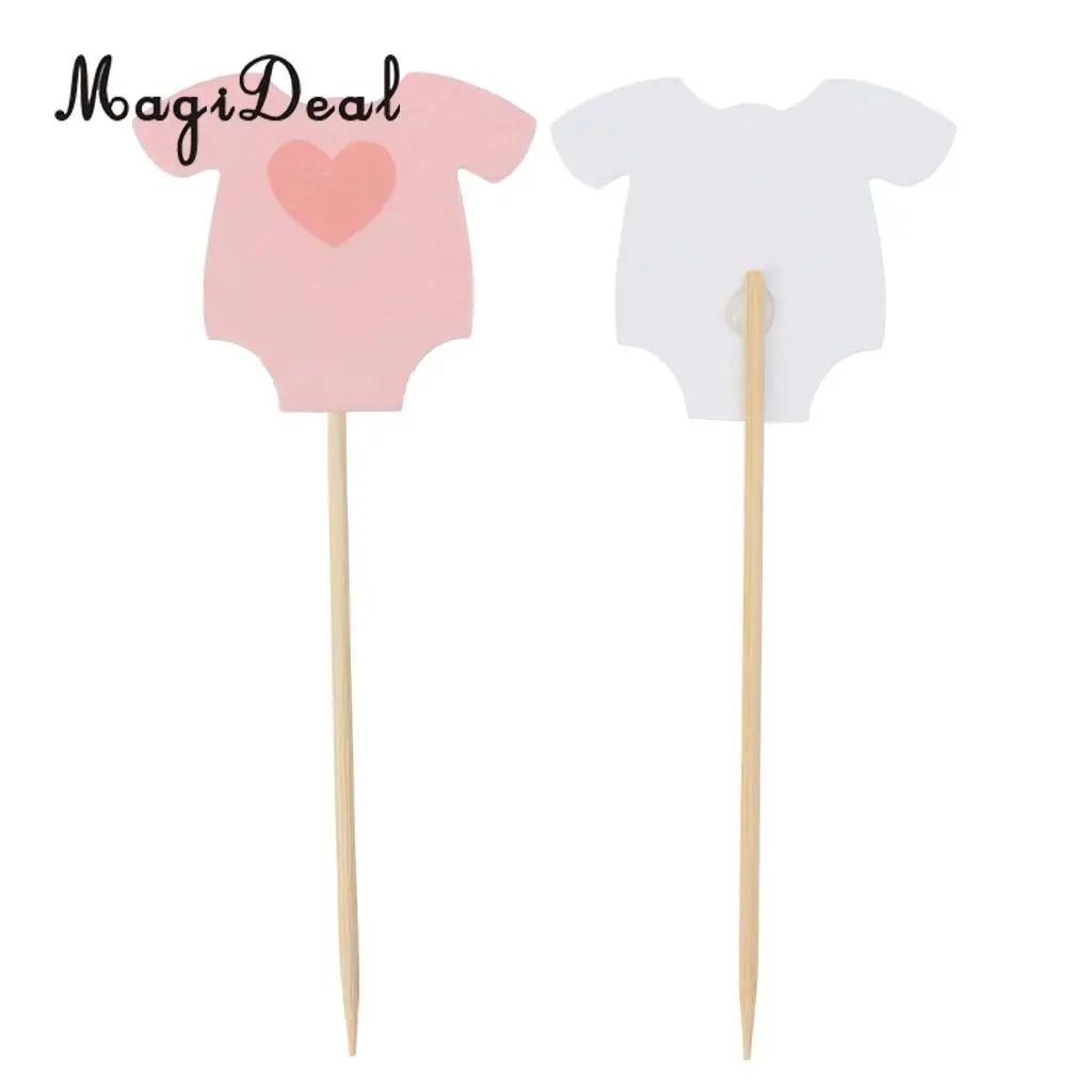 MagiDeal 10 Pcs/Lot Baby Clothes Cupcake Topper Cake Picks Kids Boy Girls Baby Shower Birthday Party Cake Decoration
