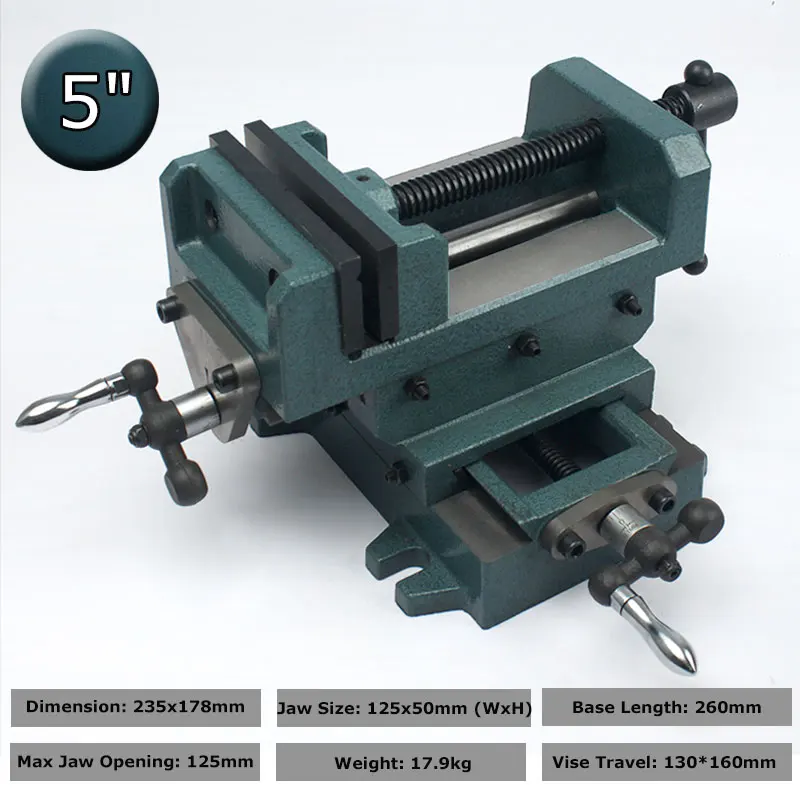 

Sotrlo 5" Manual Bench Vise with Slider Bar Vertical and Horizontal Way Table Vises Cross Slide Vise for Mechanical Working