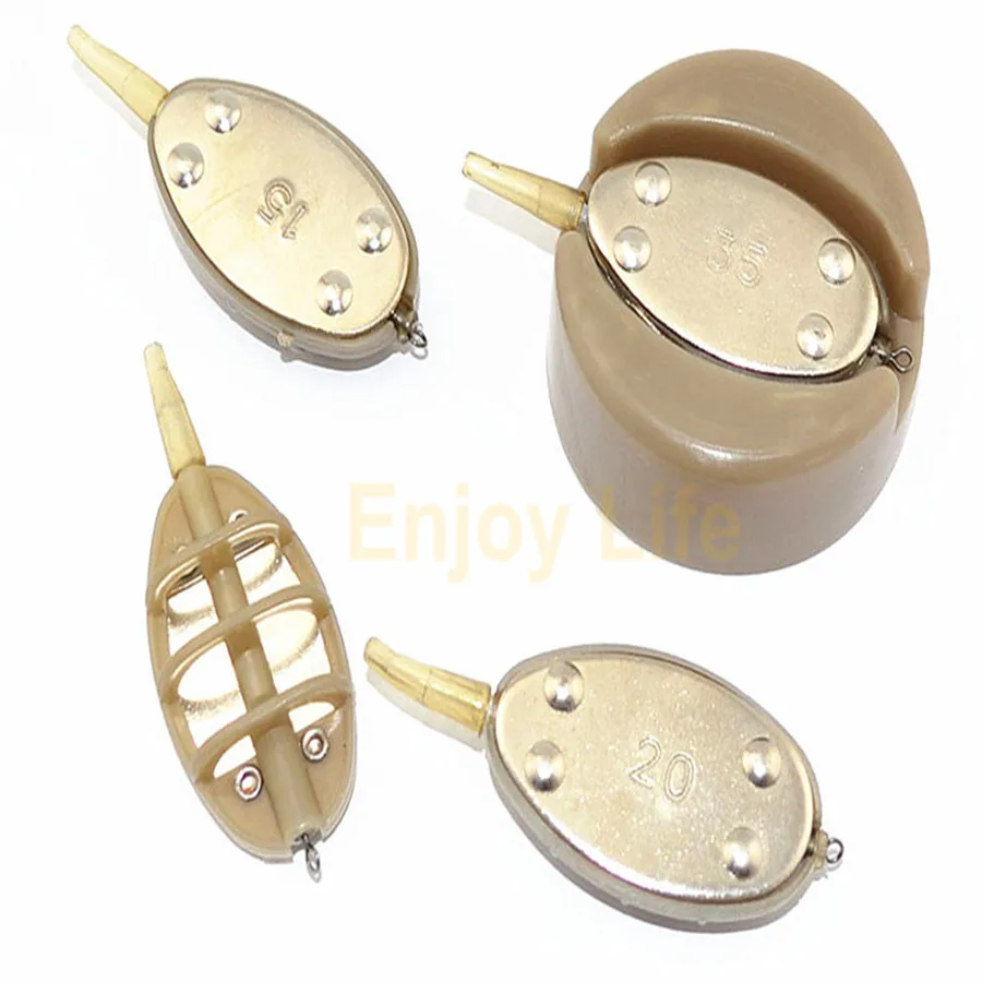 4Sets*15g 20g 25g 35g Carp Fishing Feeder Lead Sinker Weighted Feeders