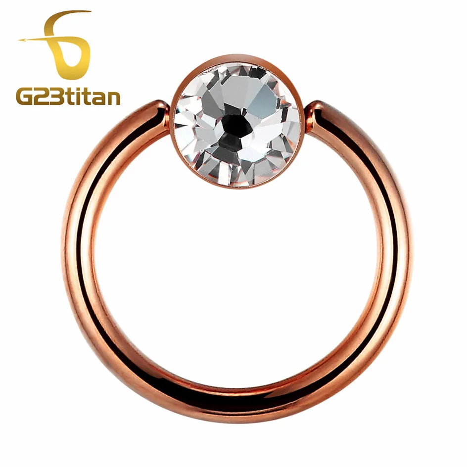 

G23titan Rose Gold Rings for Ear Plugs Cartilage Tragus 16Gauge Ear Earrings Nose Septum Rings Powerful Body Piercong Jewelry