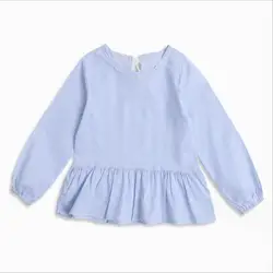 Коллекция 2017 года, весенне-Осенняя детская футболка для девочек осенне-зимняя детская хлопковая рубашка с длинными рукавами и кружевными