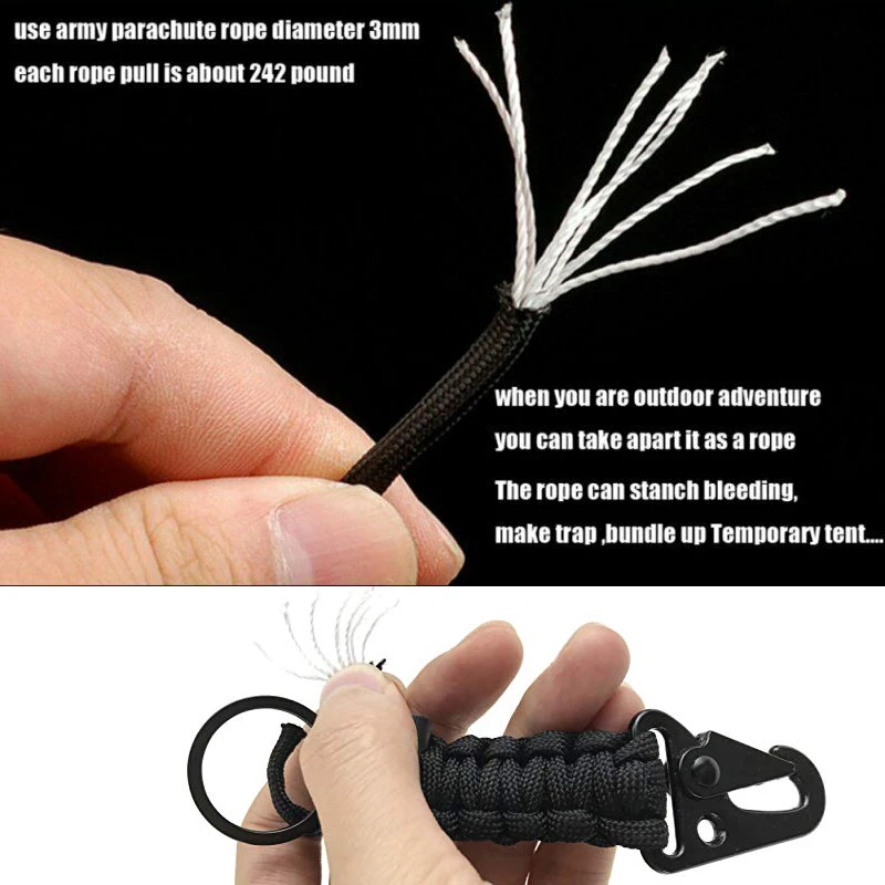 في الهواء الطلق Paracord حبل المفاتيح EDC مجموعة الحبال الحبل الحبل العسكرية الطوارئ مفتاح سلسلة للمشي التخييم 5 ألوان بالجملة