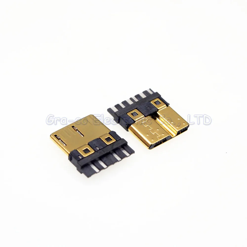 100 шт 24 K позолоченный Micro USB штекер 3,0 USB разъем USB 3,0 терминалы