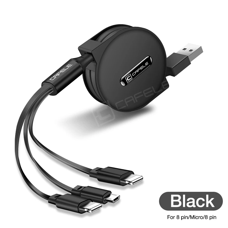 Cafele USB Micro кабель 3 в 1 Выдвижной USB кабель для iPhone X Xs Max huawei xiaomi samsung 120 см 3 в 1 Синхронизация данных USB кабель