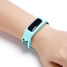 Dois-cor pulseira de silicone macio para honra banda 5 esporte/honra banda 4 corrida/huawei banda 3e 4e cinta ventilação porosa