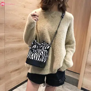 

NEW 1pcs Fashion Women Leopard Print Bowknot Bucket Bags Crossbody Handbag Coin Bag Cute Chain Handbag Wild Bolsa Feminina
