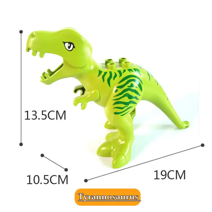 Большие блоки животных бегемот жираф слон крокодил leapard обезьяна медведь Зебра панда Тигр duploed совместимые игрушки - Цвет: Tyrannosaurus Rex