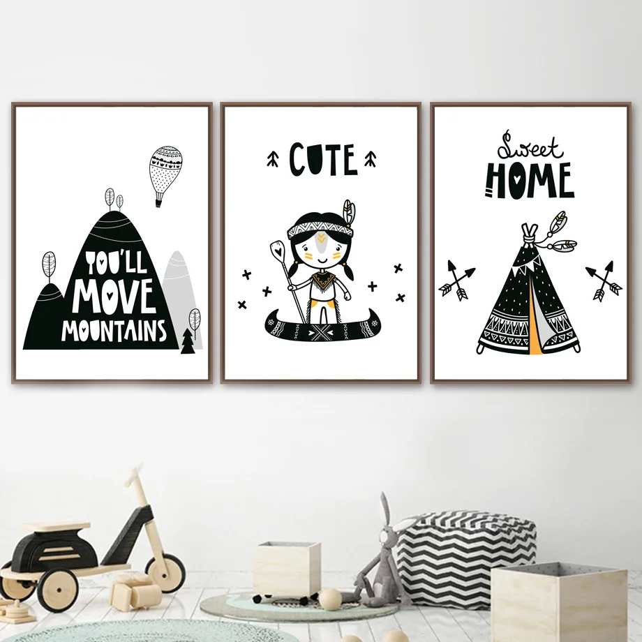 Black-White-Bear-Owl-Mountain-Tent-Moon-Nordic-Posters-And-Prints-Wall-Art-Canvas-Painting-Wall(2)