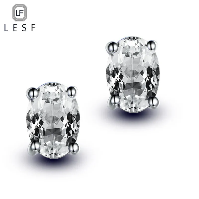 

LESF 925 Sterling Silver Stud Earrings Trendy 2.5 ct Oval Cut Cubic Zirconia Earrings For Women Party Jewelry Gift Free Shipping