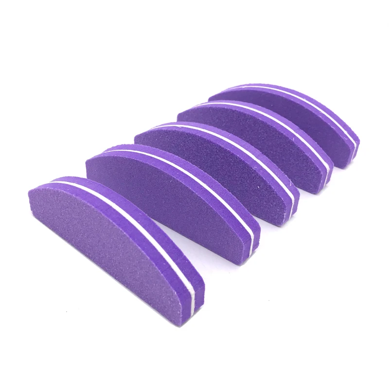 

10pcs/lot Professional Acrylic Nail Files 100/180 Buffer Mini Double Side Purple Curve Banana Nail Art Care Tools High Quality