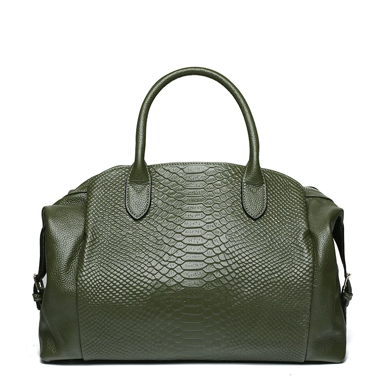 Большая вместительная женская сумка с крокодиловым узором, Натуральная Воловья кожа, женская сумка через плечо, роскошная дорожная сумка-тоут - Цвет: green