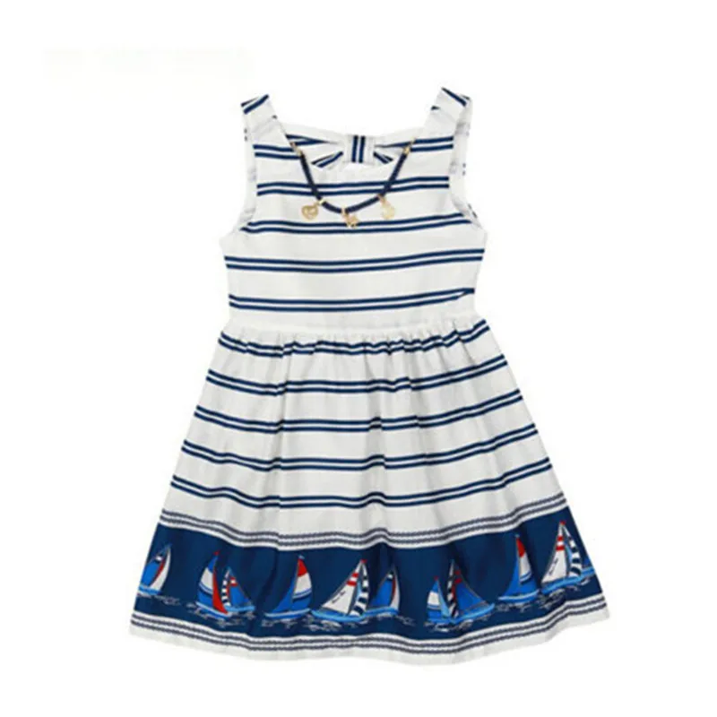 

2017 New Style Fashion Baby Kids Girls Clothes strip Bow Princess Party Evening Wedding Sleeveless Dress Clothes