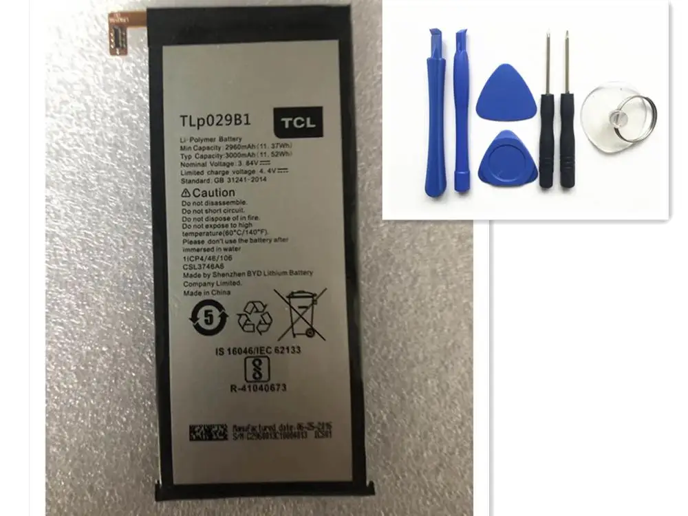 

Phone Replacement Battery For Alcatel Touch Pop 4S 5095 5095B 5095I 5095K 5095L onetouch TLP029B1 / TLP029B2 with tool