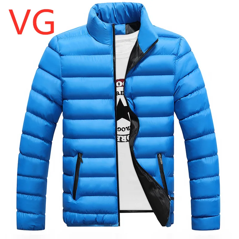 VG для мужчин с принтом фирменный логотип зимние теплые пуховики для отдыха мужские с капюшоном Большие размеры мужской тонкий пуховик Harajuku верхняя одежда - Цвет: Sky Blue