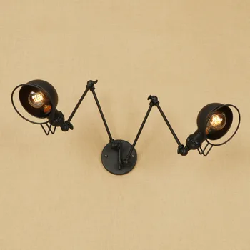 

Black Iron American Village Vintage Wall Lamp Aisle Creative Bedroom E27 Bulb wall light restaurant led wall lamp RWL0066