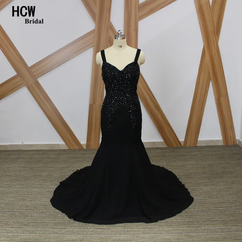 #Special Offers Elegant Black Mermaid Avondjurk Nieuwe Low Back Strass Chiffon Lange Avondjurken Robe De Soiree Sexy Partij Jassen Goedkope