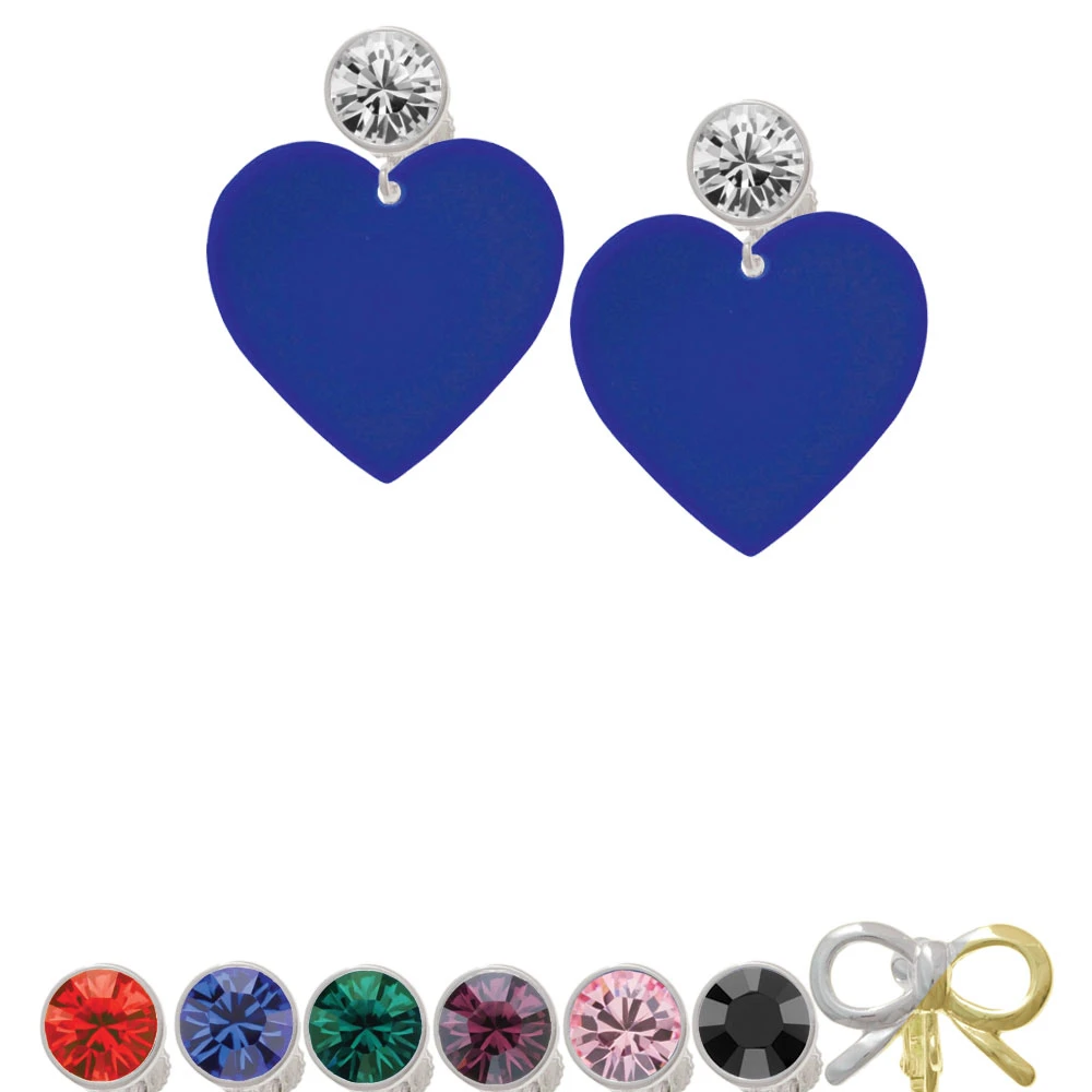 Acrylic 1 Navy Blue Heart Crystal Clip On Earrings