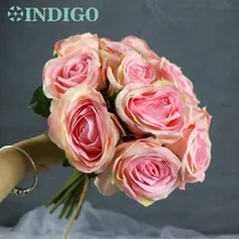 INDIGO- Promotion 15pcs Pink Rose Bouquet Table Flower Tea Rose Bride Bouquet Wedding Flower Home Decoration Free Shipping free shipping 15pcs yx8018