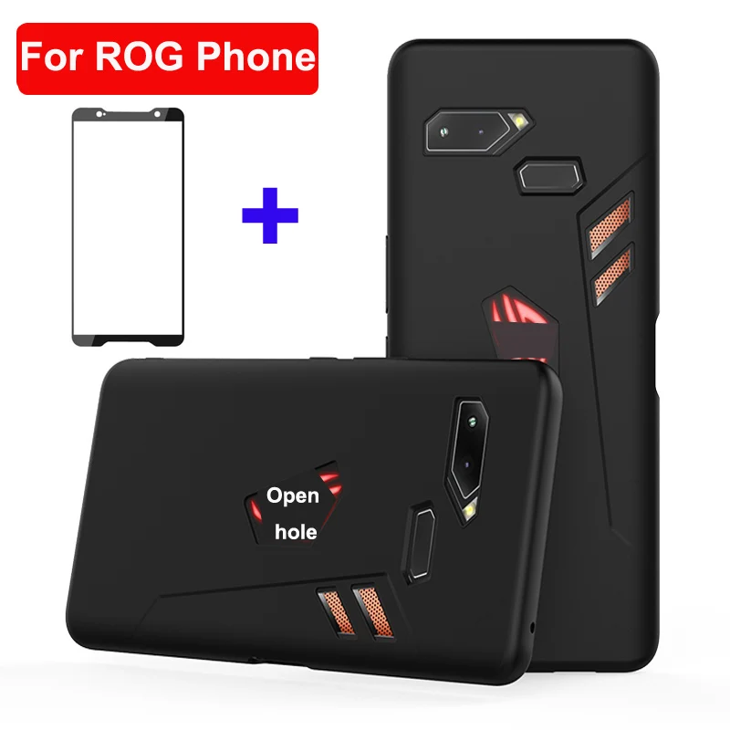 

2018 For ASUS ROG Phone ZS600KL case Soft Silicone Case Cover For ASUS ROG Phone Z01QD full screen black Tempered Glass film