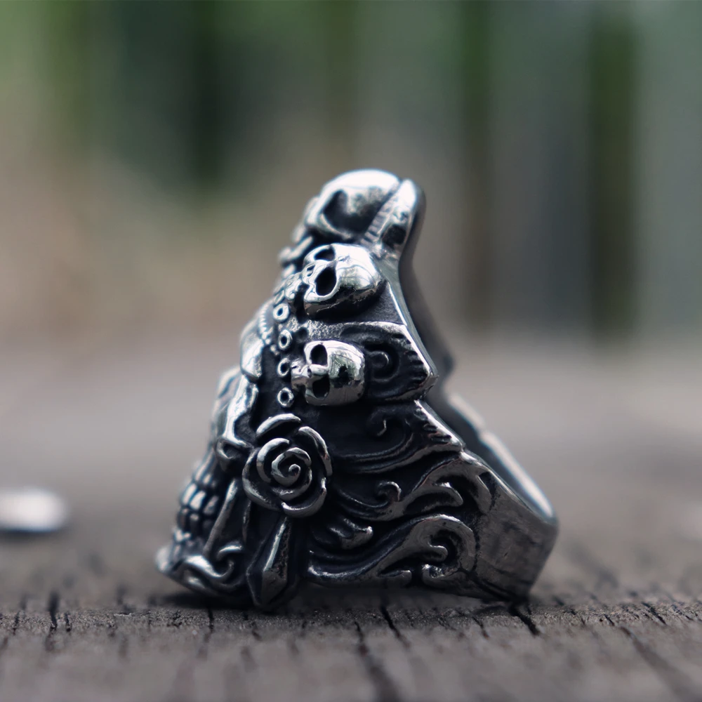 Крутое кольцо Santa Muerte Death Skull уникальные мужские кольца в стиле панк, рок-Байкер ювелирные изделия подарок для Него