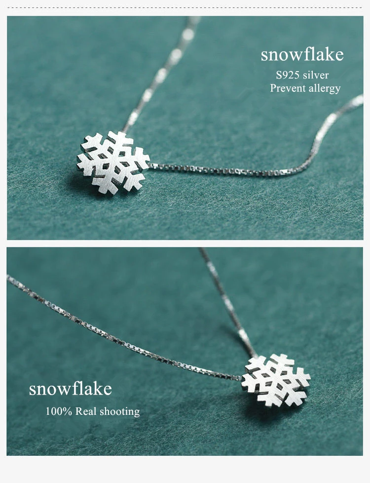 Kamille 925 пробы Серебряное ожерелье с подвеской «Снежинка» для Для женщин цепочка ключица Женские Простые модные яркие ювелирные изделия