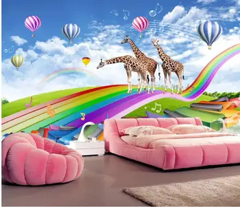 

Modern Custom 3D Wallpaper Children Room Giraffe Rainbow Bridge Fantasy 3D TV Background Wall Home Decor Living Room Wall