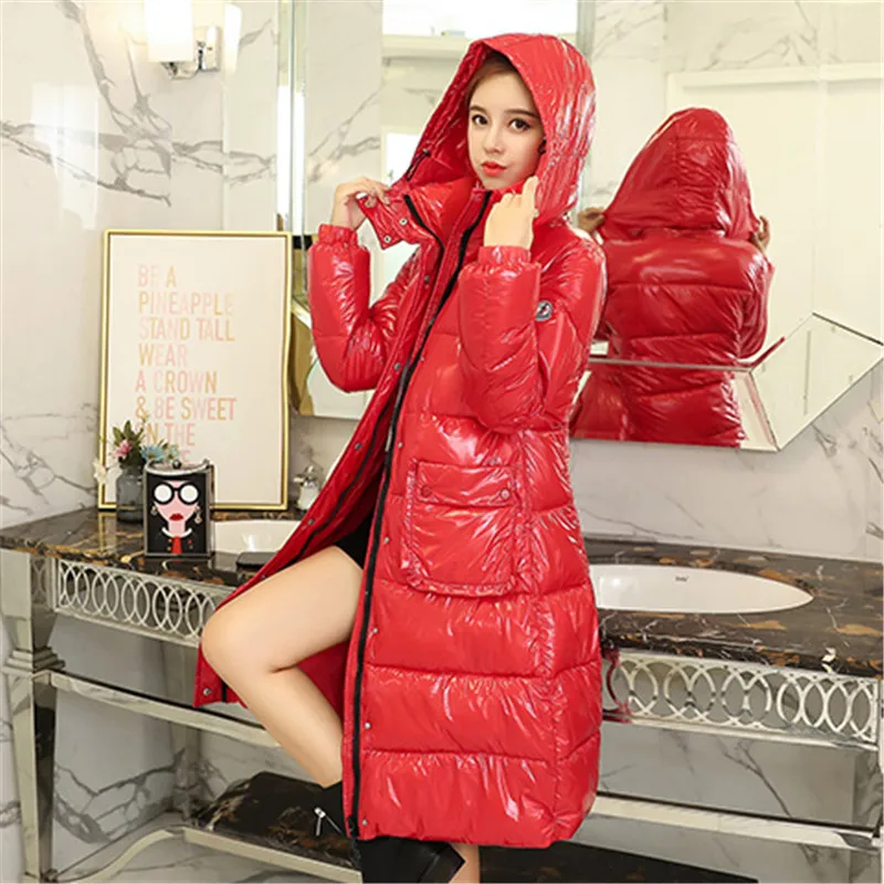 Women Jacket New Hooded parka 2018 Winter Female Long Jacket fashion Glossy Solid color Coat lady Winter Warm Outerwear NO481 Women Jacket New Hooded parka 2018 Winter Female Long Jacket fashion Glossy Solid color Coat lady Winter Warm Outerwear NO481