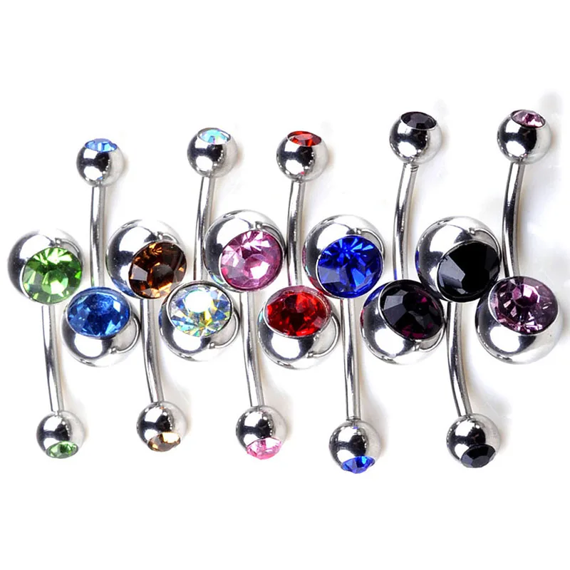 20pcs Bulk Chic Stainless Steel Double Belly Bar Rings Body Jewelry