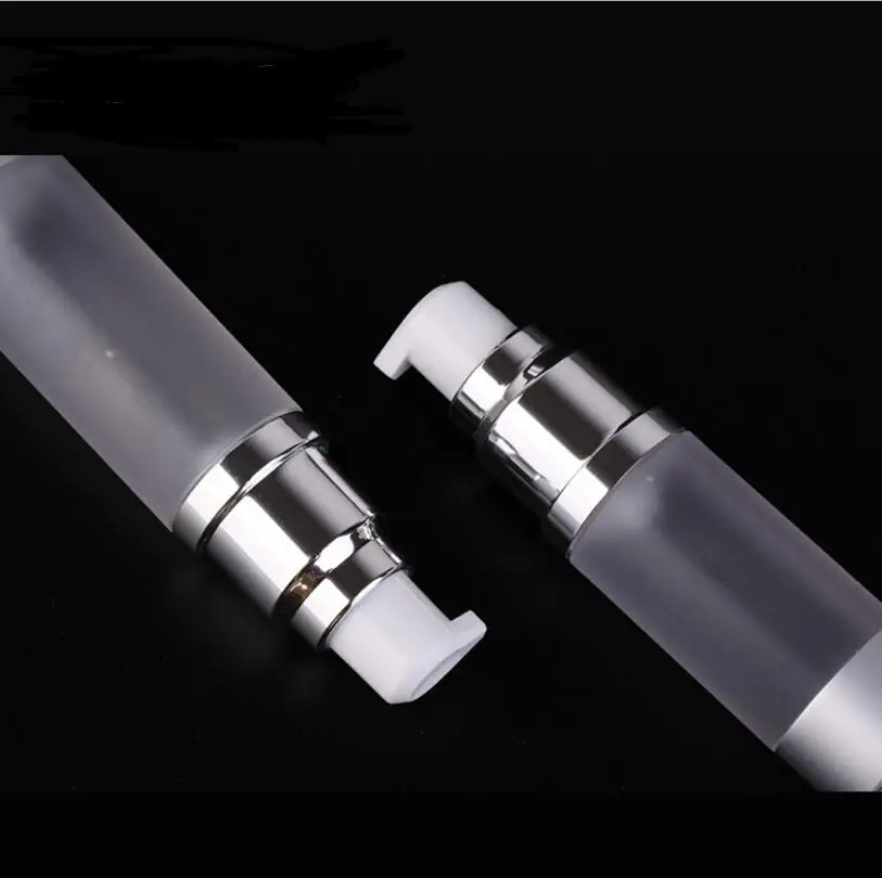 새로운 브랜드 100 개/몫 30ml 투명 젖빛 리필 에어리스 로션 펌프 병 실버 펌프 알루미늄 캡