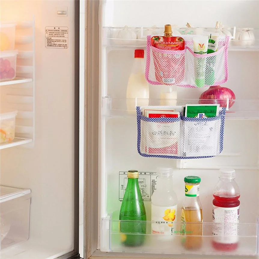 

Lovely Pet New New Kitchen Refrigerator Hanging Storage Bag Food Organizer Fridge Mesh Holder Drop Shipping 70710