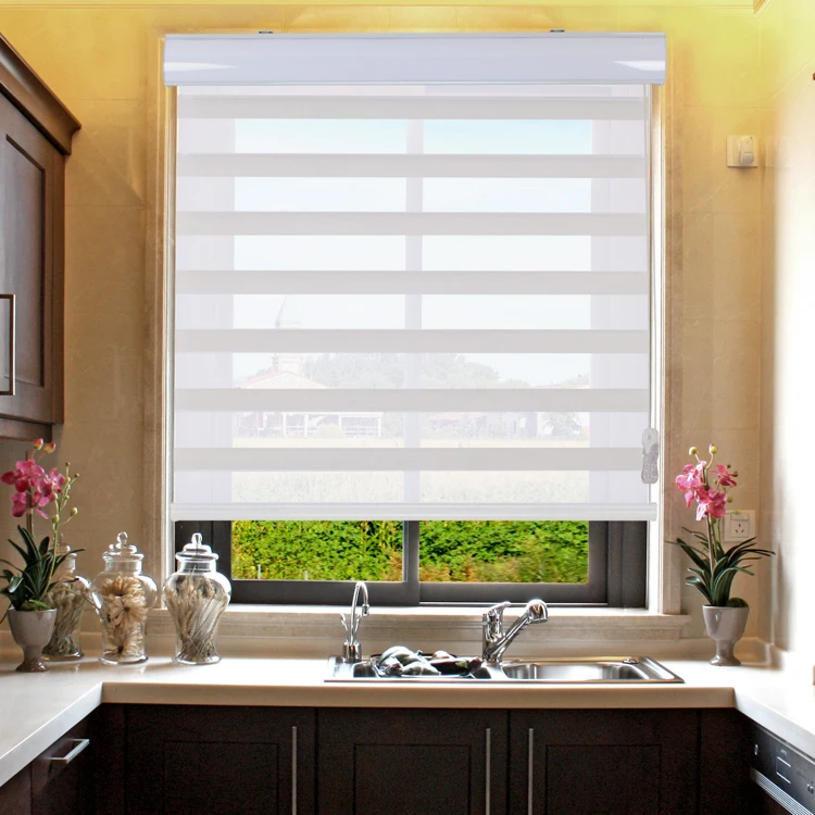 

Double layer Day and Night Indoor Shade Window Manual Zebra Blinds Shade Dual Roller Blinds