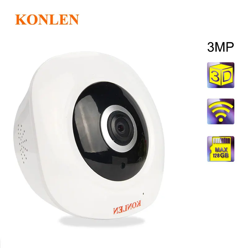KONLEN 3MP Беспроводная рыбий глаз Домашняя безопасность VR ip-камера Смарт wifi HD 360