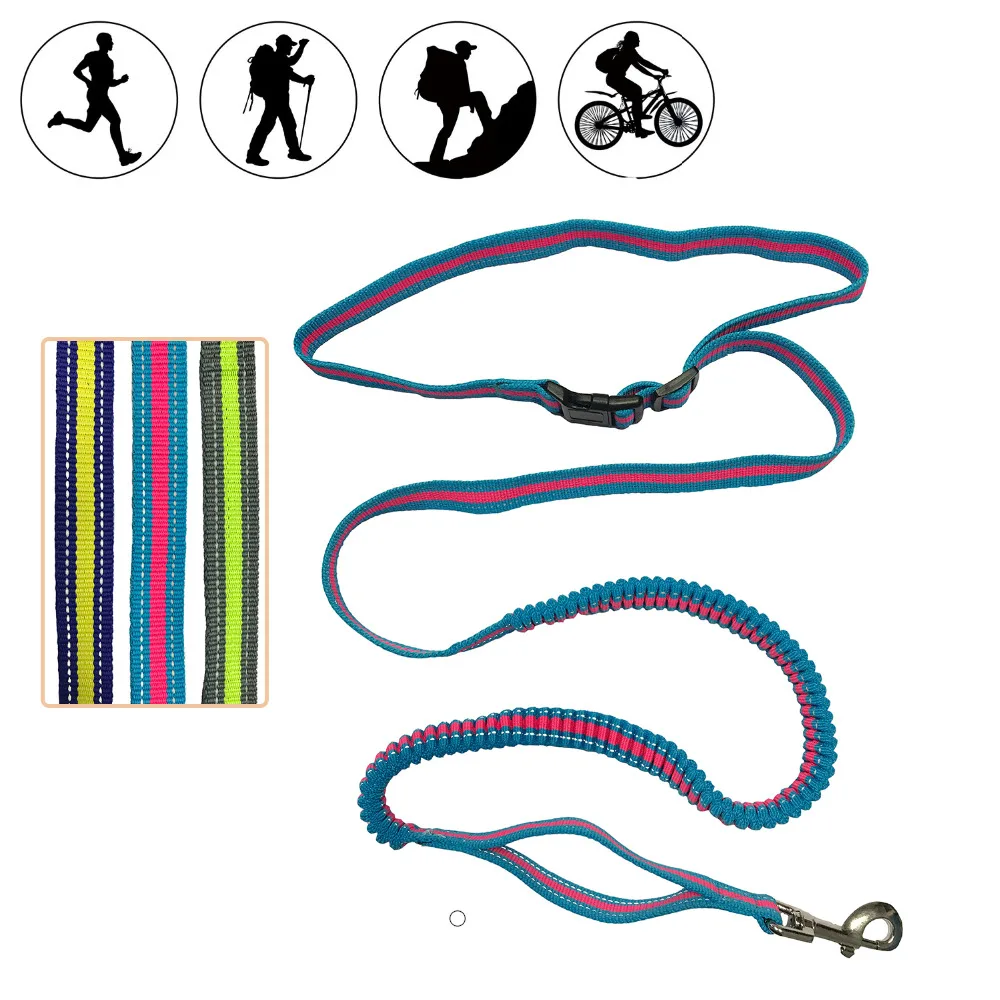 

Hands Free Dog Leash for Running with Bungees, Free Short Control Handle Adjustable Waist Belt for Running, Jogging or Walking