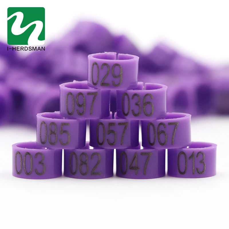 2 Set Of 1-100 Numbered 10mm Poultry Bird Pigeon Duck Chicken Clip Leg Color Foot Rings Pet Management Logo Identification Tool - Цвет: Purple