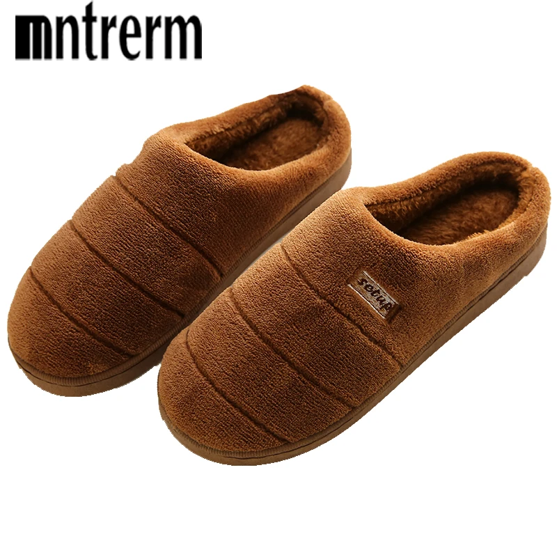 

Mntrerm Winter Slippers Men Indoor Warm Home Shoes Non-slip Thick-soled Couple Plush Cotton Slippers Men Shoes New Warm Slippers