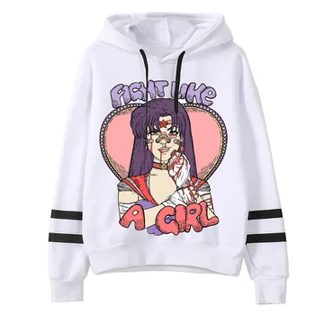 

New Fashion 2019 Sprint Women Warm FIGHT LIKE A GIRL Print Hoodies kawaii harajuku Long Sleeve Hooded Printting Sweatshirts