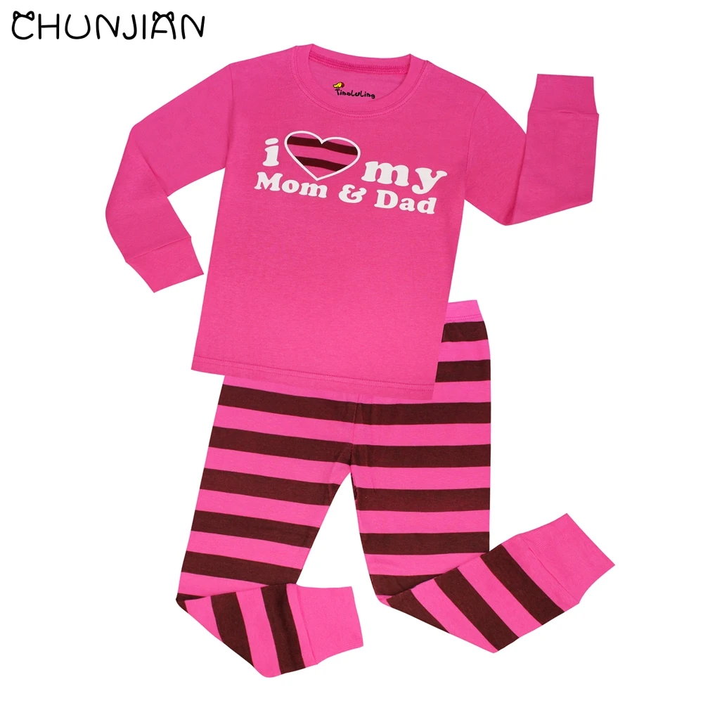 

Spring Autumn Kids Pajamas Baby Boys Girls Clothing Long Sleeve I ove Mum and Dad PJS Childrens Sleepwear Pijamas