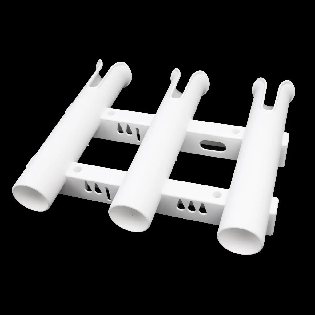 Boat Fishing Vertically Mounted PP 3 Pole Rod Holder Storage Rack with 4 Mounting Screws White