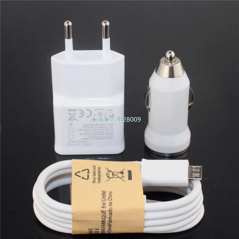 100 set 5V 2A EU AC USB Wall Charger   USB car charger   Micro USB Data Sync Charging Cable for Samsung S2 S3 S4 S6 edge note 5