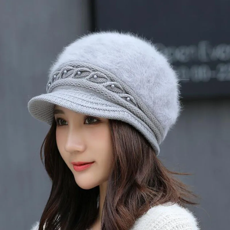 Новая брендовая шапка осенняя и зимняя меховая женская шапка теплая кроличья меховая вязаная шапка ветрозащитная меховая женская шапка бини