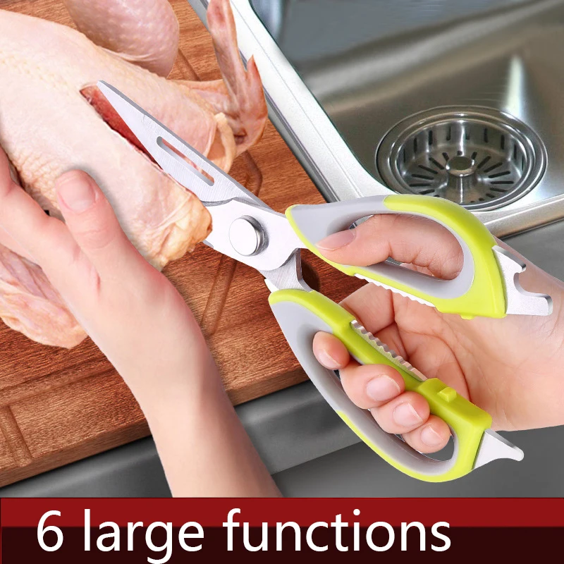 Kitchen Scissors Knife for Fish Chicken Household Stainless Steel Multifunction Cutter Shears Cooking Tools 6 Large