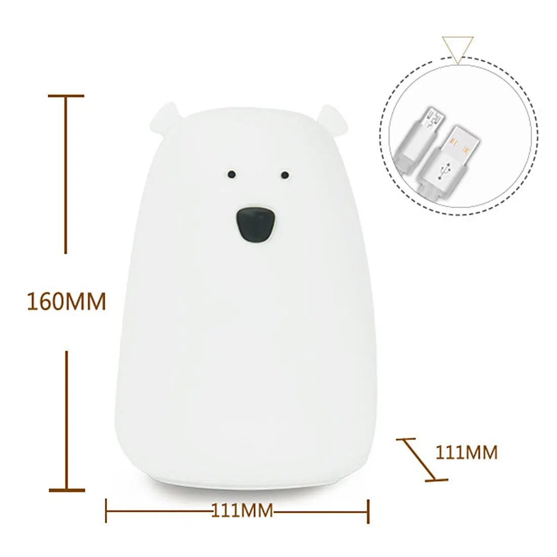  Bedroom Light Colorful Bear Silicone LED Night Light Chargeable Battery Touch Sensor light 2 Modes  - 32863992065