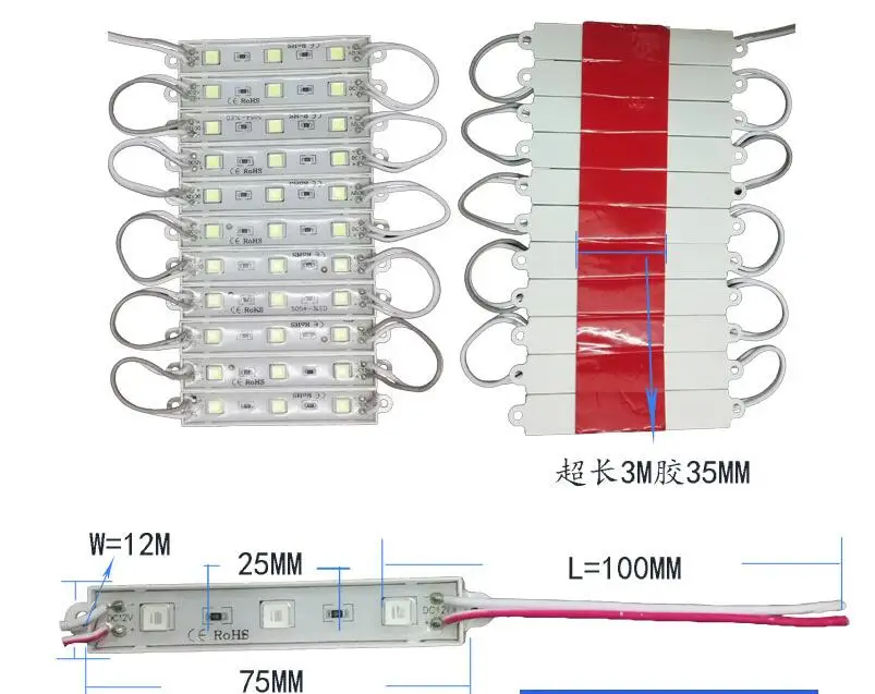 Ультра яркий SMD 5054 светодиодный модуль, светодиоды задняя подсветка для знака DC12V 3 светодиодный люменов IP65 водонепроницаемый CE ROHS