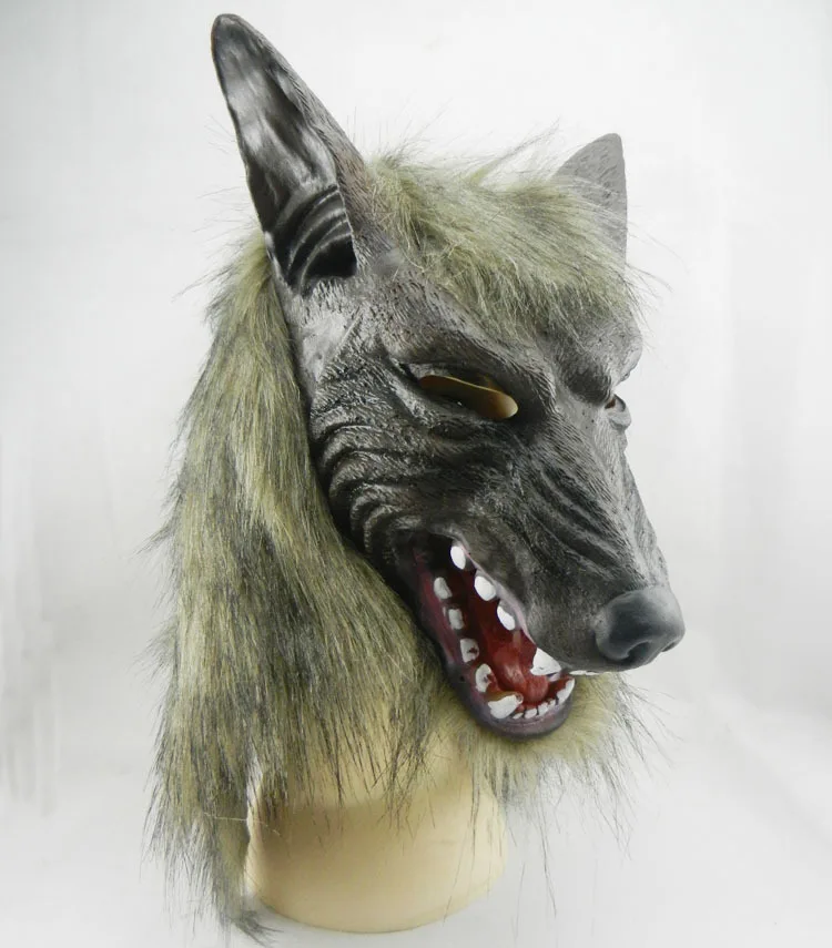 

Werewolf Cosplay Props Party Fancy Dress Scary Gray Wolf Head Masks Realistic Halloween Adult Latex Mask