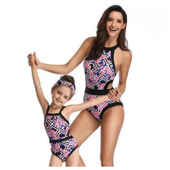 

2019 Mother And Daughter Swimsuit Family Look Mommy and Me Swimwear One-piece Mom and Daughter Swimsuit Family Matching Clothes