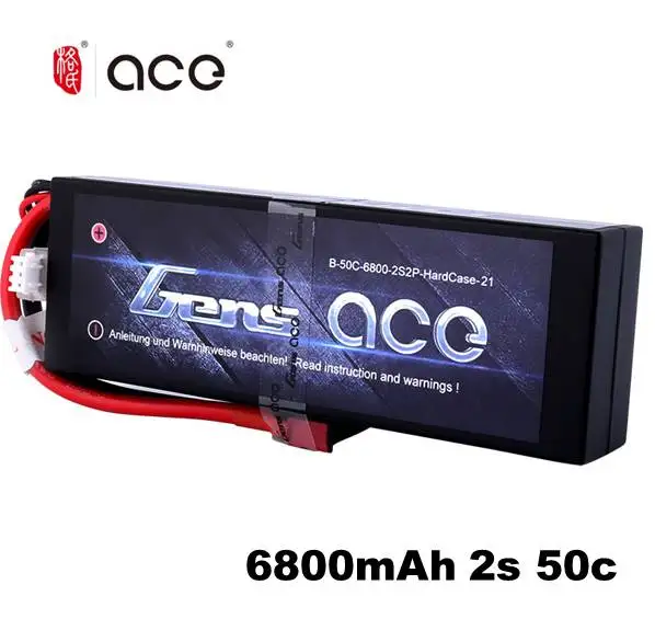 

Gens ace 2S Lipo Battery 6800mAh 7.4V Batteria Pack 50C Deans Connector for Axial RC Car 1/8 1/10 Hardcase High Discharge