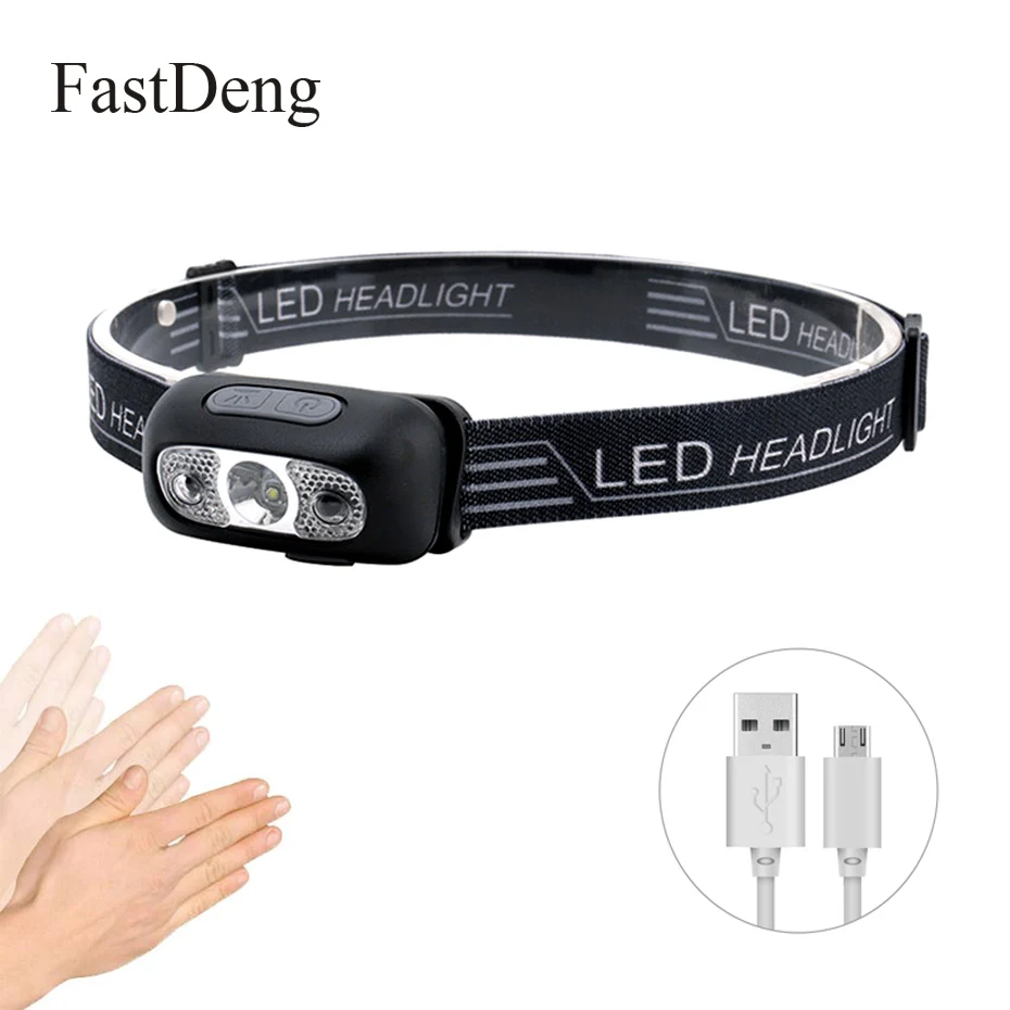 

Mini USB Rechargeable LED Headlamp 1000lm Body Motion Sensor Headlight Camping Flashlight Head Head Light Torch Lamp With USB